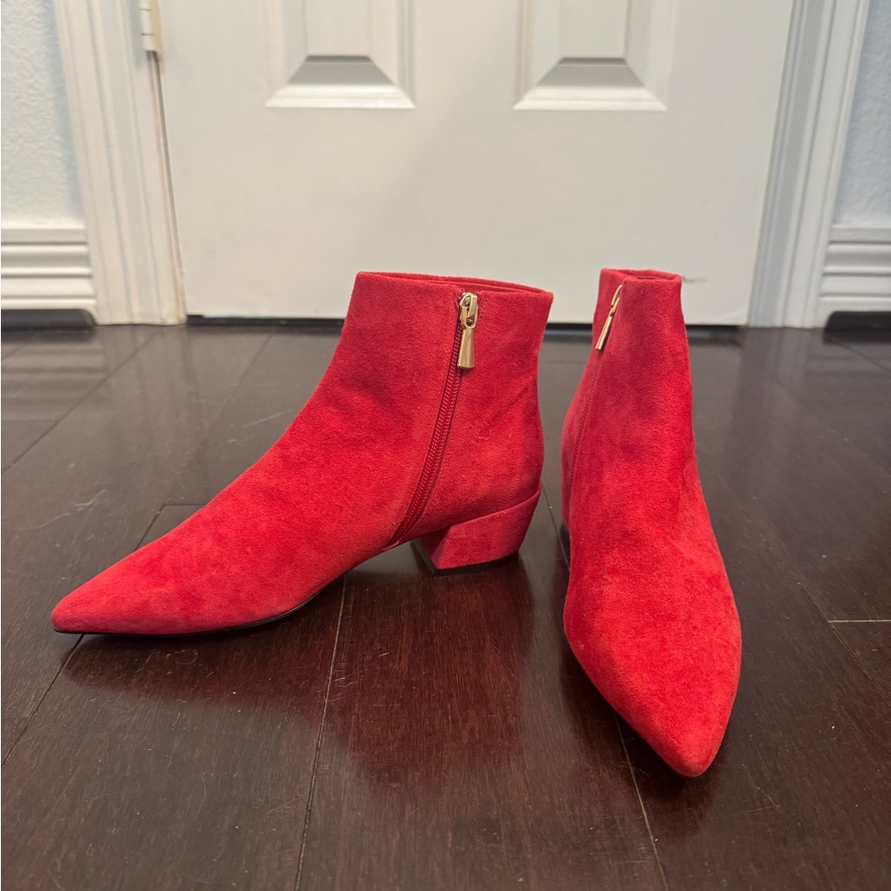 Red Suede Ankle Boots